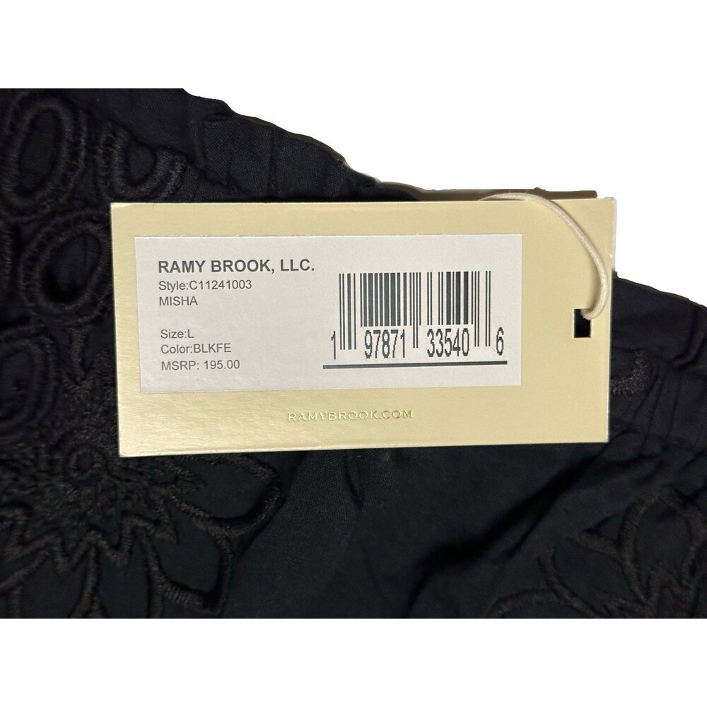 NEW Ramy Brook Womens Size Large Black Misha Embroidered Coverup Top $195 - Picture 7 of 9